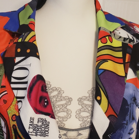 Allover Print Single Button Longline Blazer - Picture 6 of 8